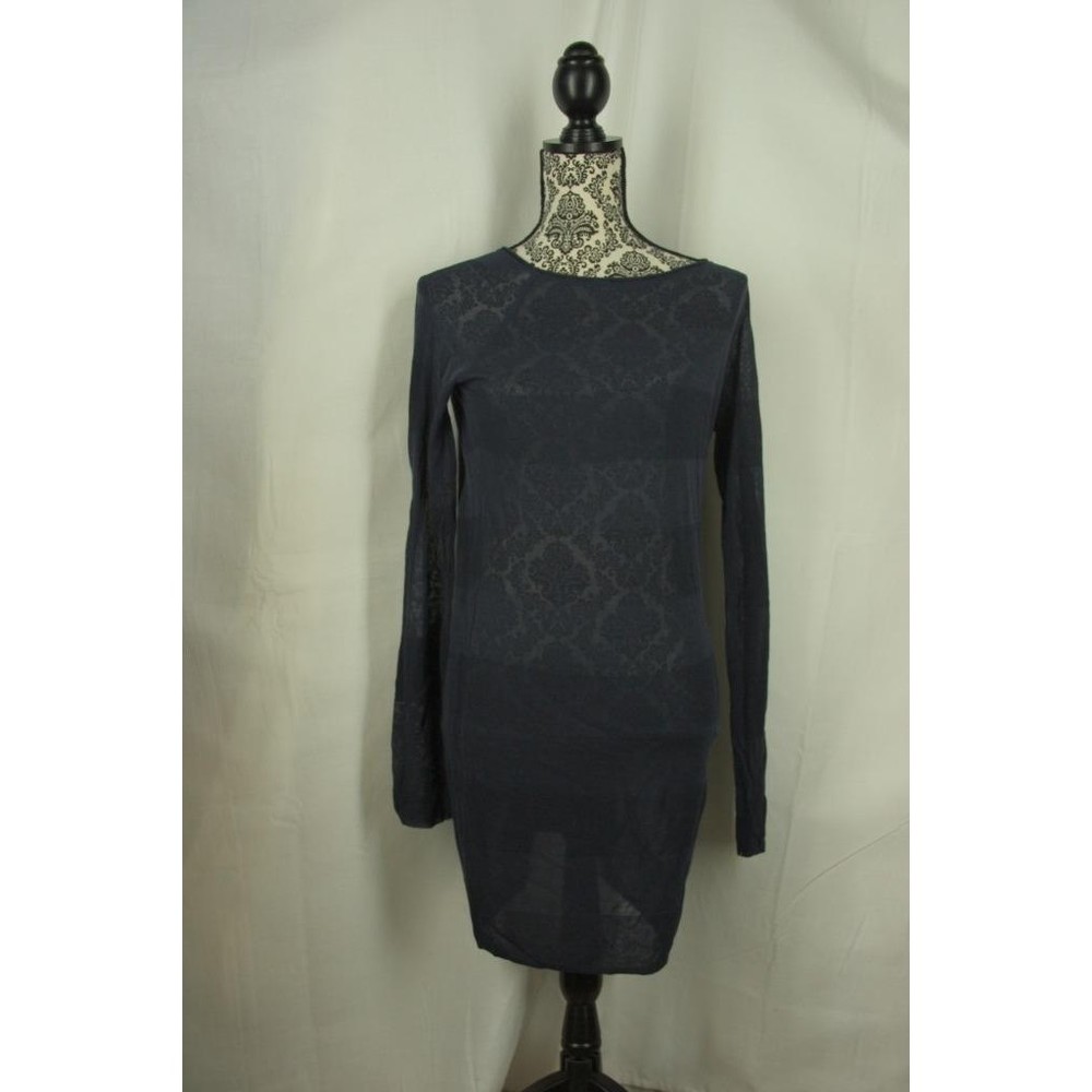 New T by Alexander Dress Size S Small Rib Tunic Indigo Boat Neck Women's